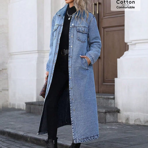 Women's Denim Moto Biker Jacket - Long Sleeve, Pocketed, Single Breasted, Casual Y2K Style for Autumn/Winter 2025