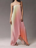 Elegant Sleeveless Off-Shoulder Gradient Long Dress for Women - Backless Gala Gown with Irregular Hemline
